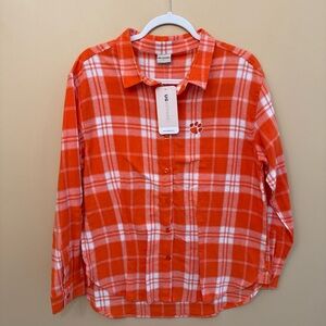 Orange Plaid Button Down Shirt